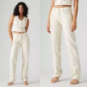NEW Levis Coated 501 90’s Jeans in Luminary White Non Stretch